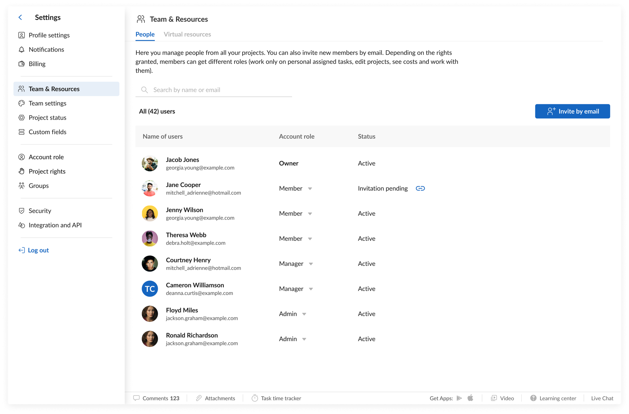 Final design — the redesigned Team and Resources section