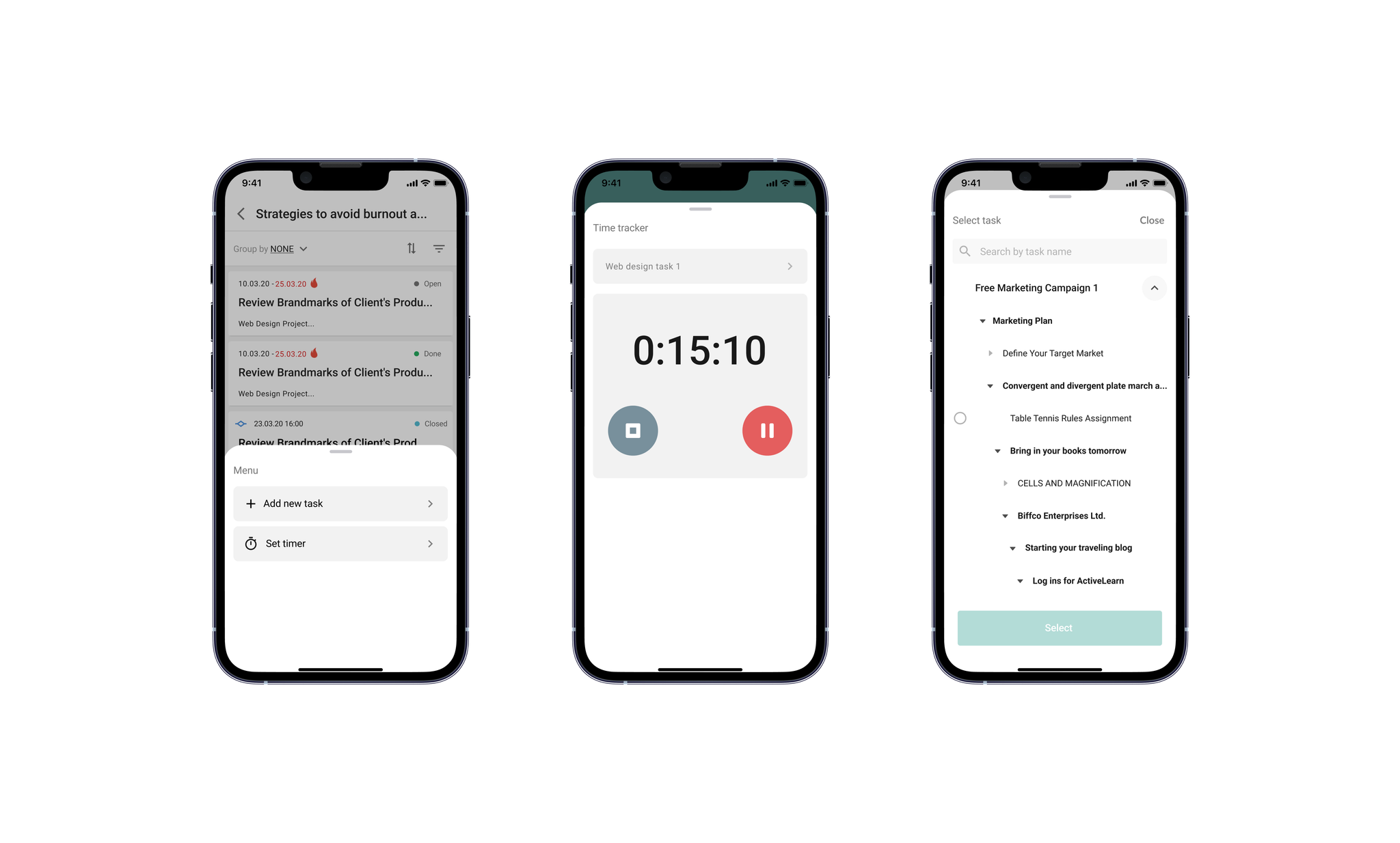 Final mobile screens — task detail, notifications, attachments