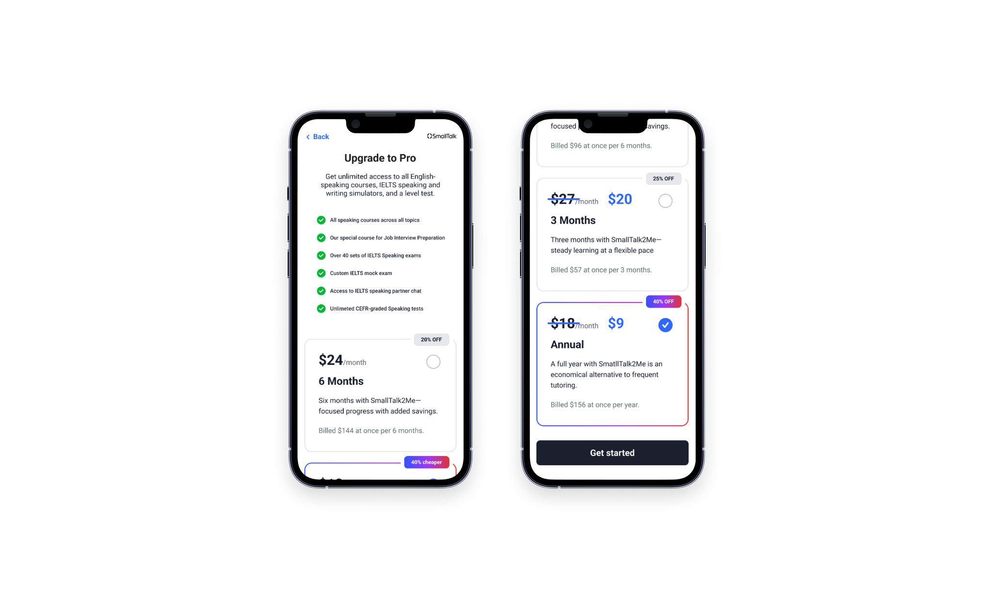 Pricing — plan comparison and A/B variants